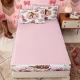 thumbnail image 4 of Erosebridal Cowgirl Floral Horse Zipper Twin Comforter Sets with Fitted Sheet and 2 Pillowcases for Girls, Country Western Print Zipper Bedding Set, Pink Reversible, 4 Pieces, 4 of 7