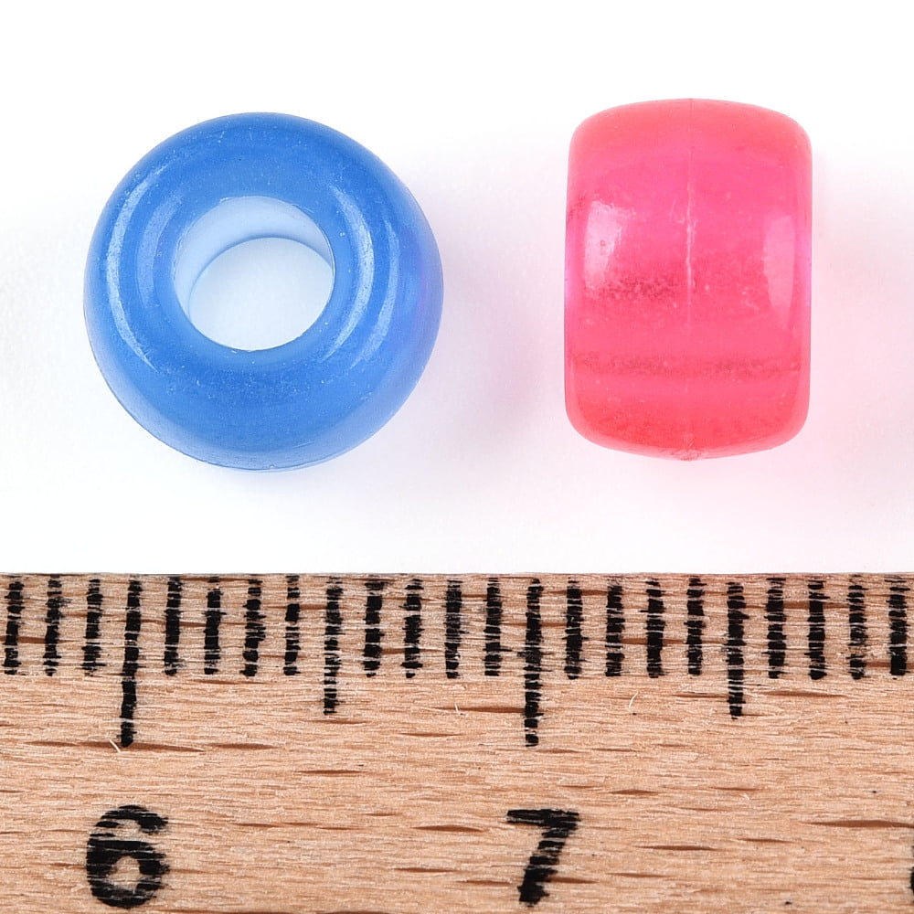 500gs Transparent Luminous Acrylic Beads Crow Beads Pony Beads Glow in the Dark Rondelle Mixed color 9x6mm Hole: 3.8mm Multi-color