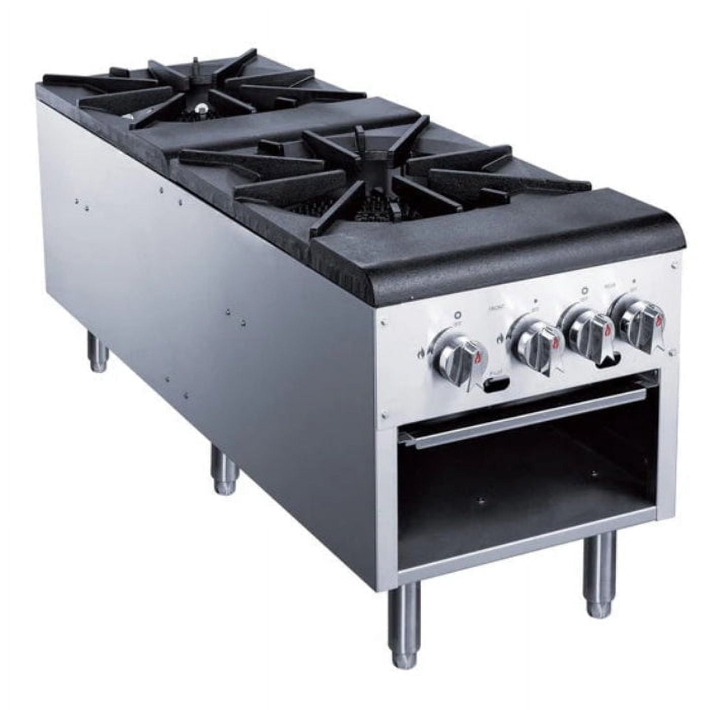 Dukers DCSPA2 Stock Pot Range - 160,000 BTU, 4 Heavy-Duty Cast Iron Burners, Stainless Steel Construction
