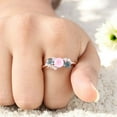 thumbnail image 3 of Rose Quartz Engagement Ring 925 Sterling Silver Ring Cluster Topaz Diamond Personalized Jewelry for Women Chritsmas Day Gift for Her Round Cut Gemstone Promise Ring, 3 of 6