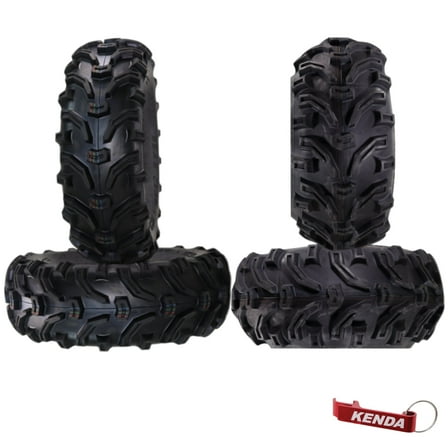 Kenda Bearclaw K299 - 27x9-12 Front & 27x11-12 Rear Tires for All Terrain (ATV), UTV, and Side by Side (SxS) Vehicles - 6-Ply - Bear Claw 27x9x12 Front & 27x11x12 with Kenda Keychain (4-Pack)