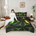 thumbnail image 4 of Castle Fairy Child Teens Adults Green Yellow Gamepads Full Size Comforter Sets 3-Piece,Abstract Futuristic Cubes Video Game Bedding Comforter Set,Neon Lights Gamer Lightweight Bedding Sets, 4 of 8
