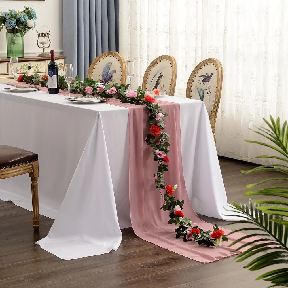 BIT.FLY (promotion for three days)Chiffon Table Runner Long Sheer Wedding  Runner Romantic Table Runner For Birthday Party Baby Shower Home  Decoration（Bean Paste）(27x393 inches) - Walmart.com
