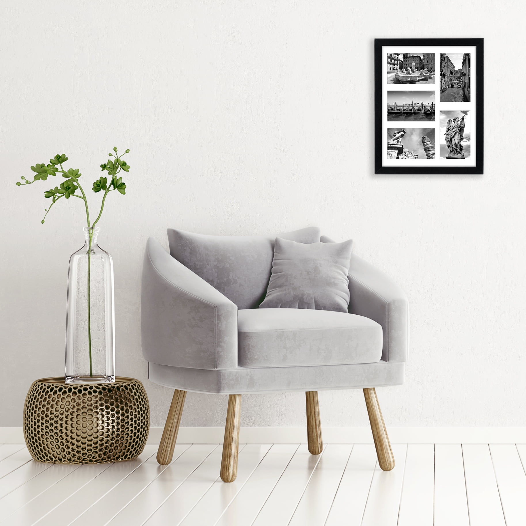 Americanflat 11x14 Collage Picture Frame in Black with Five 4x6 Picture Displays - Shatter Resistant Glass Horizontal and Vertical Formats for Wall
