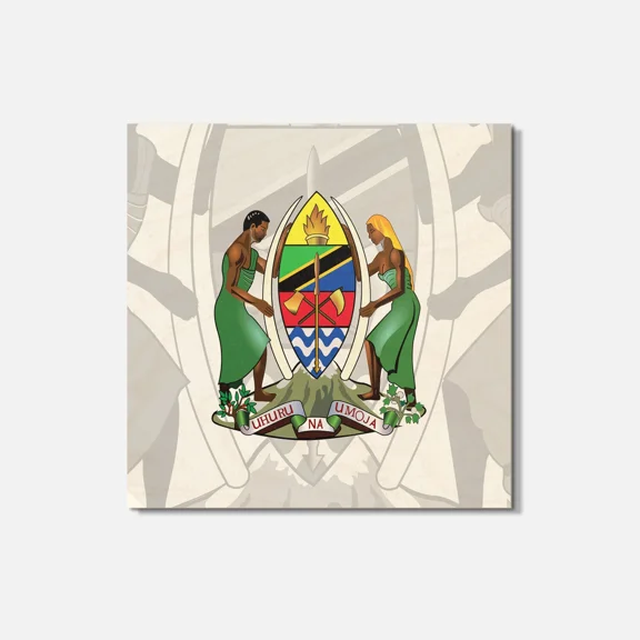 Tanzania Coat Of Arms 4'' X 4'' Square Wooden Coaster