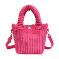 thumbnail image 3 of Women's Corduroy Tote Bag, Retro Mini Crossbody Shoulder Handbag with Adjustable Strap, Soft Fuchsia Purse for Daily Casual Travel Shopping Winter Fashion Polyester, 3 of 7
