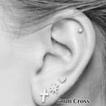 thumbnail image 6 of 14k Solid Gold Small Polished Flat Plain Mini Cross Stud Earrings 7mm, White Gold, 6 of 12