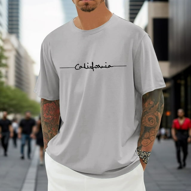 T-shirt Surdimensionné pour Homme T-Shirt d'Été Col Rond T-Shirt à Manches Courtes avec Imprimé de Ville Chemises Basiques Hommes Chemises Amples Décontractées Chemises de Sport T-Shirt Foncé T-Shirt pour Homme T-Shirt Homme Col Roulé Tee pour Homme