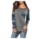 thumbnail image 2 of ICHUANYI Clearance Women Stripe Sleeve Patchwork Casual Top T-Shirt Loose Long Sleeve Top Blouse ICHUANYI "ICHUANYI", 2 of 6