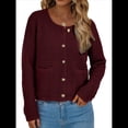 thumbnail image 1 of Suéteres de Punto para Mujer, Moda de Otoño, Larga, Botones, Chaqueta Informal de Moda, Ropa de Invierno. Rojo Ladrillo M, 1 of 9