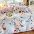 thumbnail image 3 of BlessLiving 3Pcs Duvet Cover Set for Adult Twin Size Blue Bedding Set Pink Flower Comforter Cover Set, 3 of 7