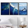 thumbnail image 3 of wall26 Framed Canvas Print Wall Art Set Tropical Island Blue Ocean Underwater Whales Nature Animals Photography Realism Rustic Landscape Colorful for Living Room, Bedroom, Office - 16"x24"x, 3 of 5