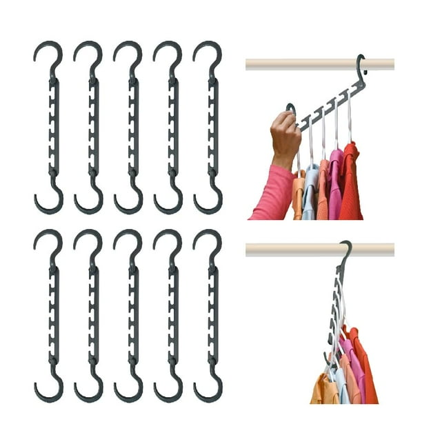 Perchas Wonder Hanger Max que ahorran espacio, paquete de 10, color gris