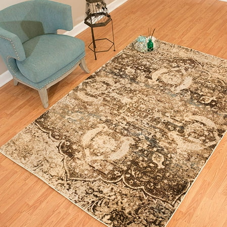 Large Brown Area Rugs United Weavers Kokomo Imperial Distressed Brown Woven Olefin Polyester Area Rug or Runner ()