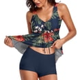 thumbnail image 3 of LEEy-world Swimsuit Women Tummy Control Women V Neck Tummy Control One Piece Swimsuit Bathing Suits Ruched Swimwear Red,M, 3 of 5