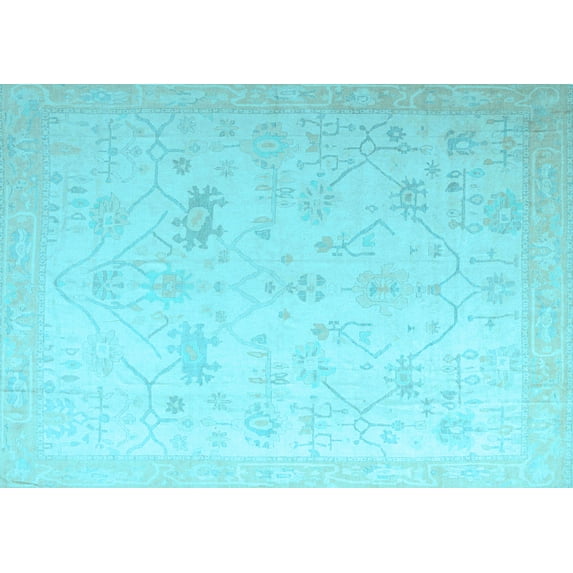 Ahgly Company Indoor Rectangle Oriental Light Blue Traditional Area Rugs, 8' x 10'