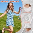 thumbnail image 5 of ZIATUBLE4S Shark Print Girls Summer Romper Ruffle Cap Sleeves One-Piece Short Jumpsuit Soft Comfort Kids Casual Playsuit with Pockets for 5-6 Y, 5 of 6