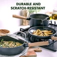 thumbnail image 4 of Healthy Ceramic Nonstick 4 Piece Cookware Pots and Pans Set with Vintage Wood Inspired Handle PFAS- Dishwasher Safe Black, 4 of 8
