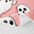 thumbnail image 5 of Homewish Cartoon Halloween Ghost Twin Quilt Set,Spider Web Bat Pattern Twin Coverlet Set,Blush Pink White,2-Piece, 5 of 7