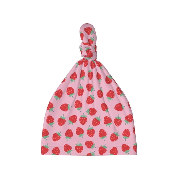 Picia Hand Drawn Strawberry Printed Preemie Hats for Baby Girls Cotton Premature Knot Hats Newborn Hospital Cap Warm Knot Beanie Nicu for Preemie Girls and Boys