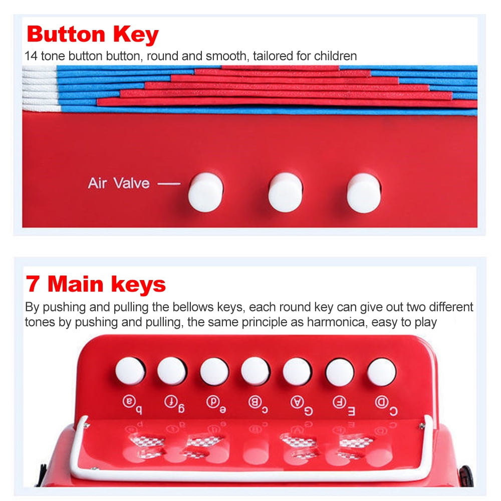 Aibecy Accordion Instrument 7 Keys 2 Bass Small Accordion for Boys & Girls Musical Instrument Christmas Gift Choice
