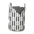 thumbnail image 1 of Abstract Laundry Bag, Pattern of Art Deco Style Vertical Lines Stripes in Monochrome Tone, Basket with Handles Drawstring Closure for Laundromats, 13" x 19", Charcoal Grey and White, by Ambesonne, 1 of 4