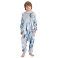 thumbnail image 2 of Soft Big Kids Onesie Pajamas Cozy Loose-Fit Jumpsuits for kids with Pockets for Christmas Lounge & Play White Floral Pattern, 2 of 8