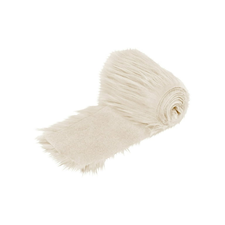 FabricLA Comfort Shaggy Luxury Soft Faux Fur Fabric Soft Trim size, 60 x 2 inch Elegant Choice Ribbon (Beige)