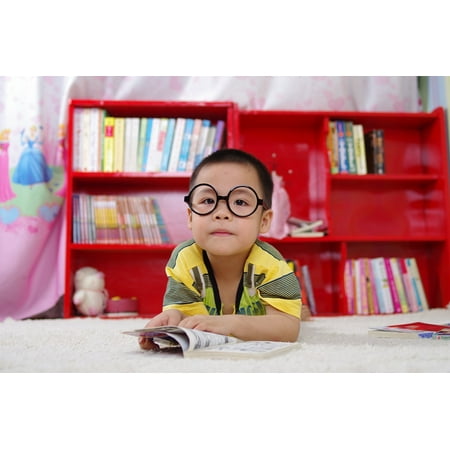 Canvas Print Little Reading Kids Books Book Boy Glasses Baby Stretched Canvas 10 x 14