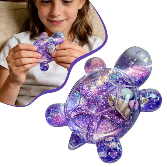 Dreamy Quicksand Turtle Figurine, Glitter Infused Resin Desktop Decoration, Creative Themed Soothing Stress Ornament for Home