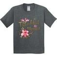 thumbnail image 3 of Inktastic Thankful and Blessed Inspirational Saying with Pink Flowers Youth T-Shirt, 3 of 5