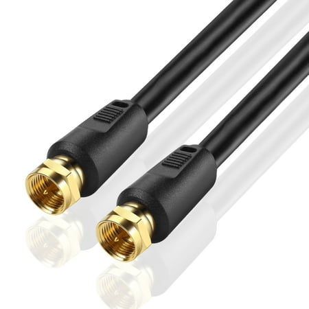 Rg6 Rca Quad Shield - Coaxial Cable (3 Feet) F Connectors F-Type Pin Plug Socket Male Twist-On Adapter Jack with Quad Shielded RG6 Coax Patch Cable Wire Cord Black