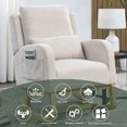 thumbnail image 2 of Rocking Chair Nursery with Pillow, Upholstered Nursery Glider Chair with 2 Side Pockets, Accent Armchair with High Backrest, for Living Room Bedroom Balcony, Beige, 2 of 7