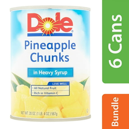 Petite Pineapple - (6 Pack) Dole Pineapple Chunks in Heavy Syrup, 20 oz Can