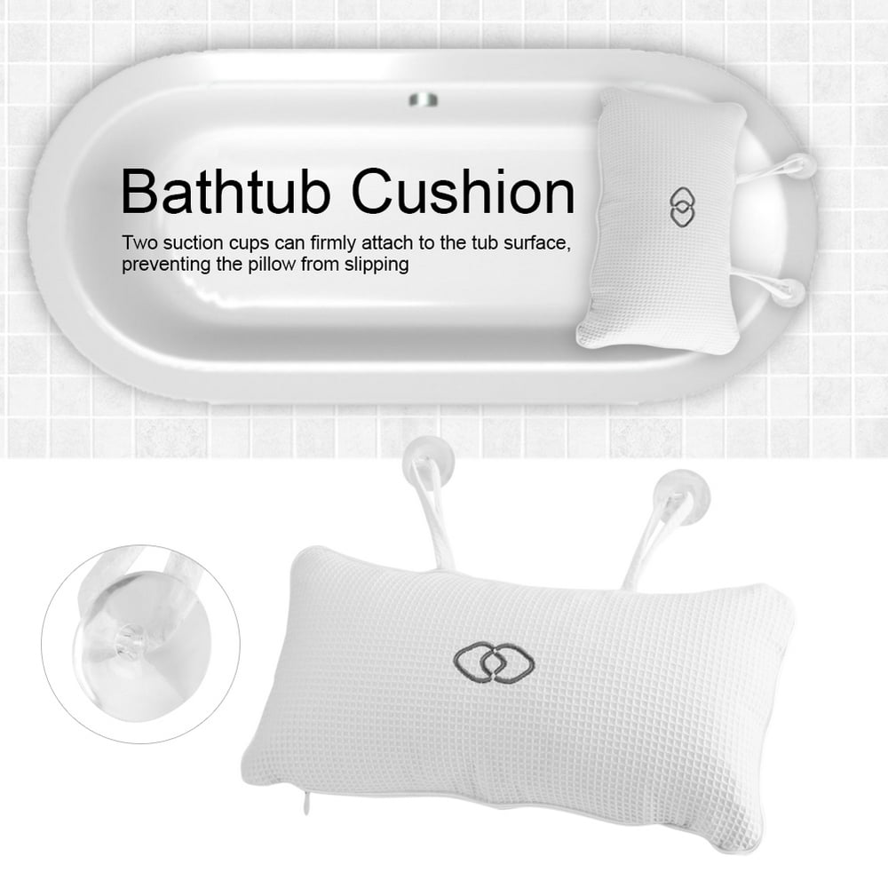 Tbest Nonslip Bathtub Spa Pillow Bath Cushion with Suction Cups Head