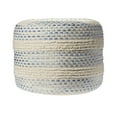 thumbnail image 2 of LR Home Melanie Farmhouse Striped Round Medium Pouf Ottoman, Blue, 18" x 18" x 14", 2 of 7