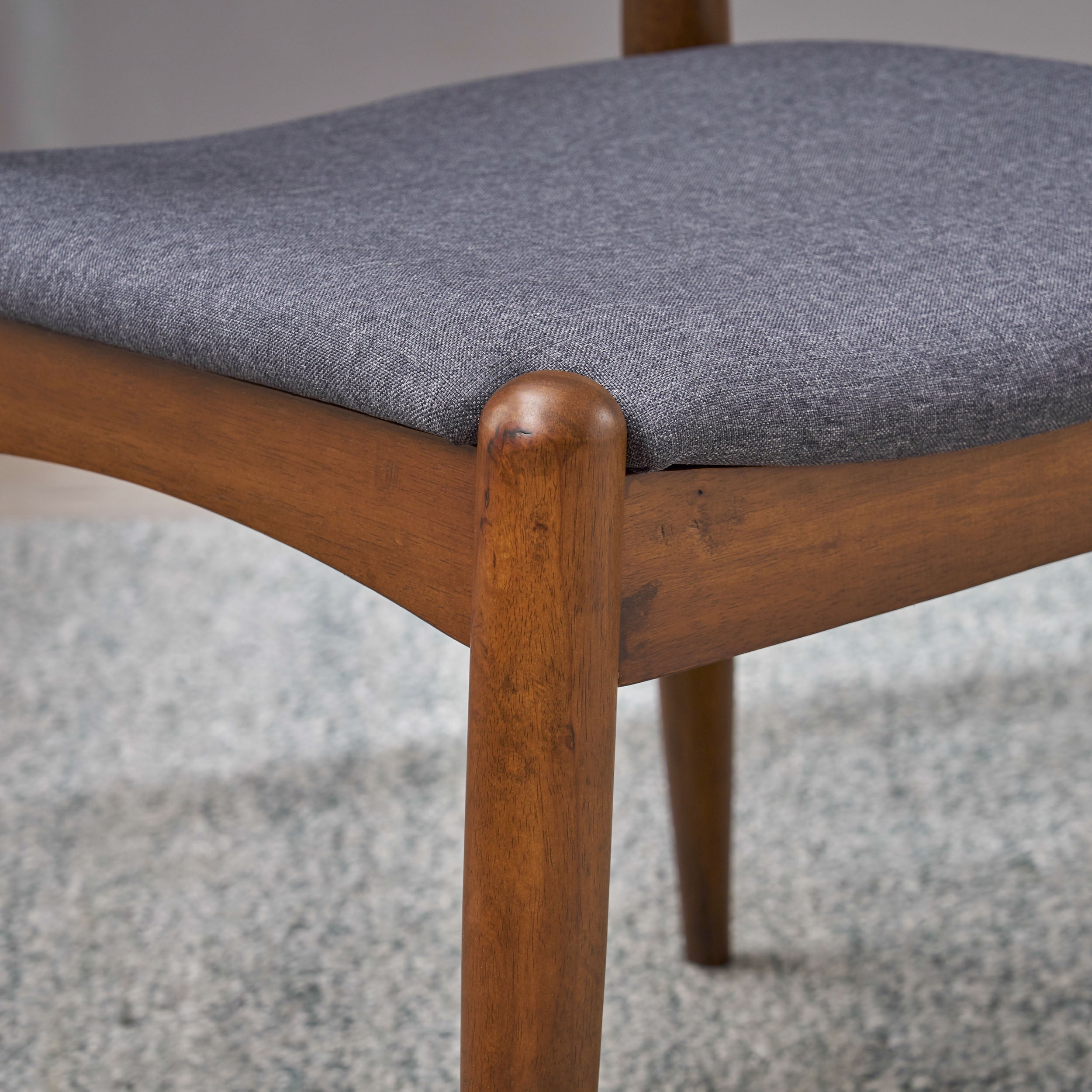 Bellamy Studios Trieste Mid Century Fabric Dining Chairs, Charcoal, Walnut