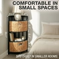 thumbnail image 2 of HOMESTEAD 3-Tier Corner Cabinet with Water Hyacinth Baskets, Fully Assembled, Acacia Solid Wood Frame, Boho Shelf for Living Room/Bathroom, 2 of 9