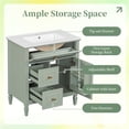 thumbnail image 2 of Aukfa 30" Bathroom Vanity with Sink,Modern Bathroom Sink Cabinet for Small Spaces,Ceramic Top & Flip Drawer,Green, 2 of 8