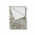 thumbnail image 2 of Paisley Soft Flannel Fleece Throw Blanket, Flowers Tulips Leaves and Petals Vintage Boho Design Pattern, Cozy Plush for Indoor and Outdoor Use, 50" x 70", Purple White Green, by Ambesonne, 2 of 6