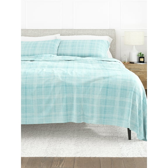 Comfort Canopy - Bed Sheets 4 Piece Aqua Thatch Patterned Microfiber king size sheet sets
