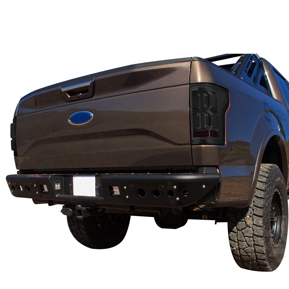 LED Tube Tail Lights For Ford F150 2009-2014 Tron Style Black Housing Red Bar