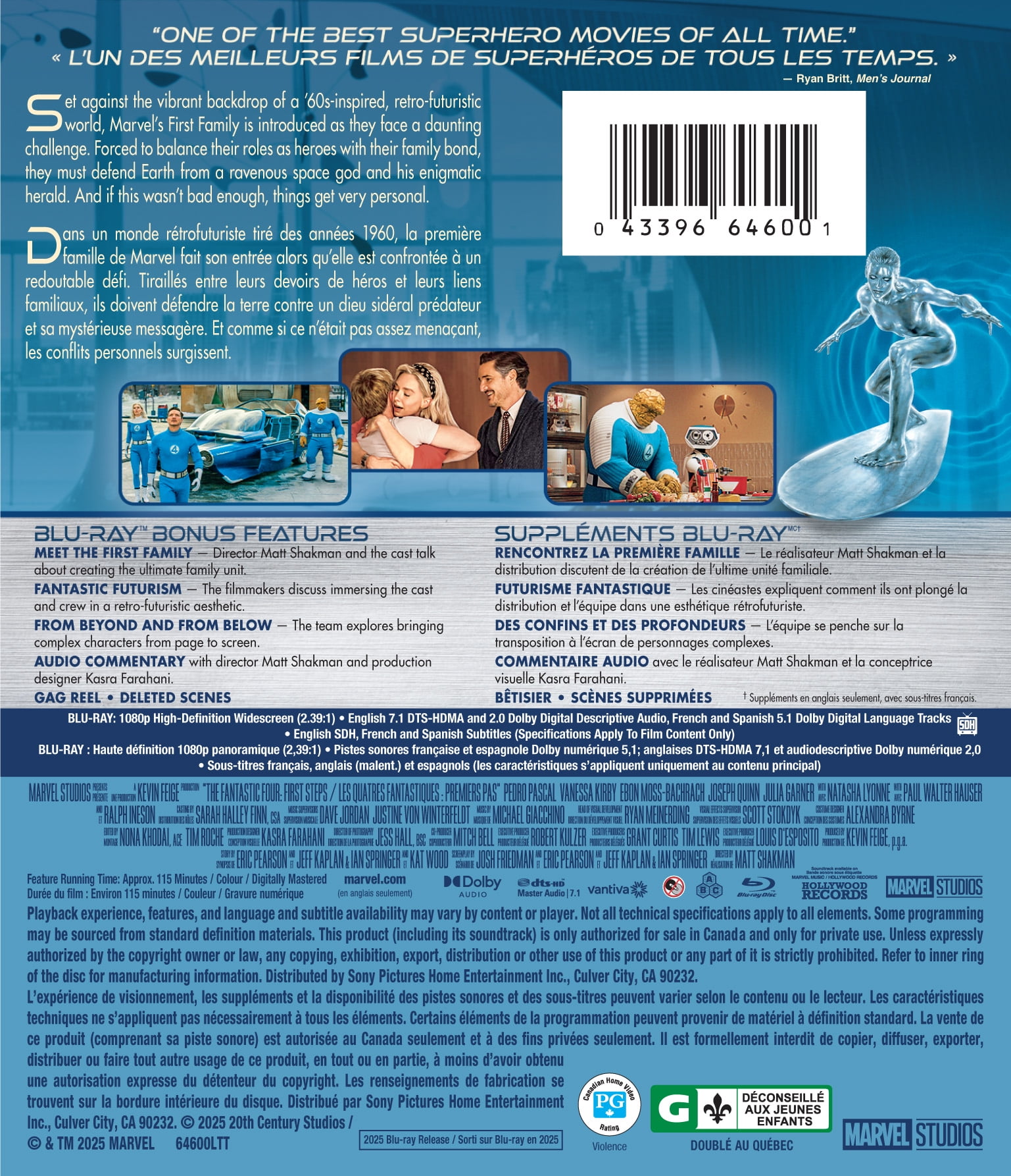 Fantastic Four, The: First Steps - Bilingual - Blu-ray | Marvel Studios | Action, Sci-Fi | Starring Pedro Pascal, Vanessa Kirby