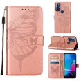 thumbnail image 1 of SaniMore Case for Motorola Moto G Power 2023 (6.5"), PU Leather Skin with Luxury Embossed Butterfly [Wrist Strap & Card Slots & Flip Kickstand] Full-body Shockproof Business Wallet Cover, Rosegold, 1 of 7