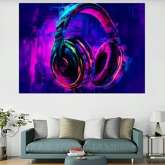 RKSupls Gaming Headphones Tapestry,Home Tapestry Suitable for Hanging for Decorative Wall Hanging, Decorative Bedroom, Living Room Decoration - 60x40in