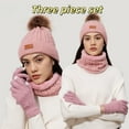 thumbnail image 2 of Womens Winter Warm Knit Beanie Hat Long Scarf Touchscreen Gloves Set with Pom Skull Cap Gifts for Women, 2 of 7