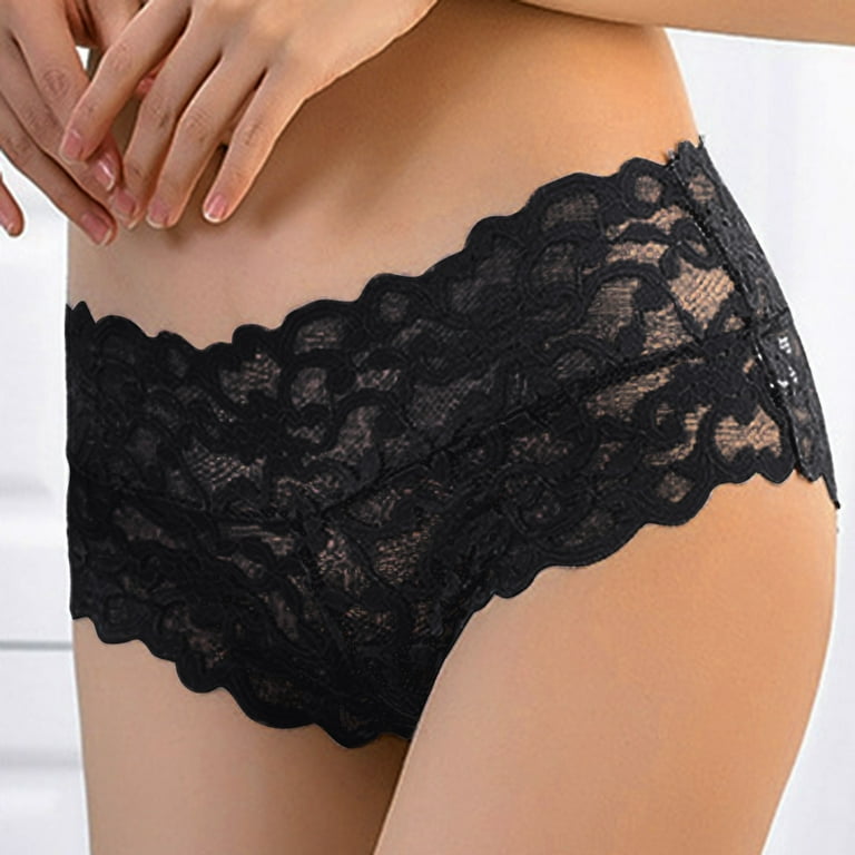 Aayomet Women Panties Cotton Bikini Women's Comfortable Playful High Waist  Hollowed Out Underwear,Black XXL 