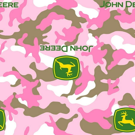 Springs Creative John Deere Logo Camo Pink Fabric by the Yard