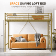 thumbnail image 3 of Ktaxon Loft Bed Queen Size with Flat Rungs, No Box Spring Required,Heavy Duty Metal Slat Support,Gold, 3 of 10