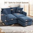 thumbnail image 4 of Dioepic 50" Loveseat Sofa Couch Deep Seat Chenille Fabric with Removable Ottoman 2 Pillows for Living Room and Small Spaces, Blue, 4 of 10